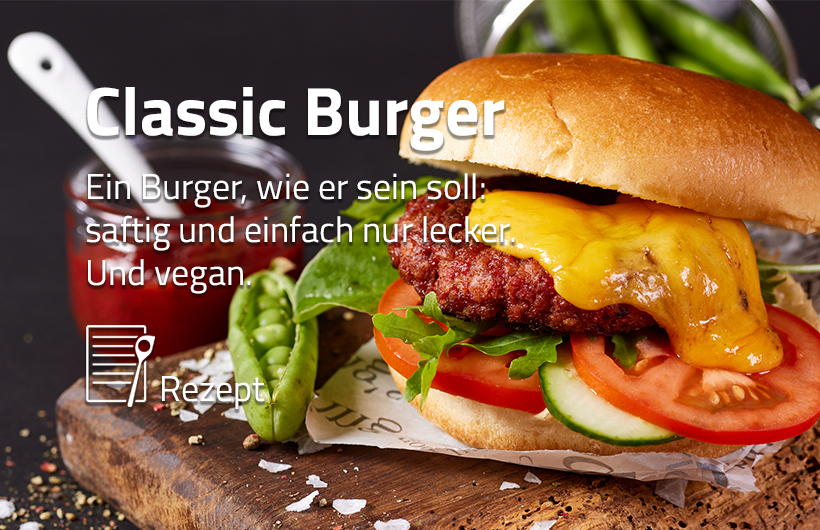 Classic Burger mit veganem Patty. Zum Rezept